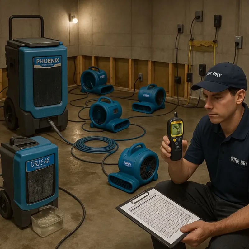 Structural Drying and Dehumidification process in Sullivan City, TX